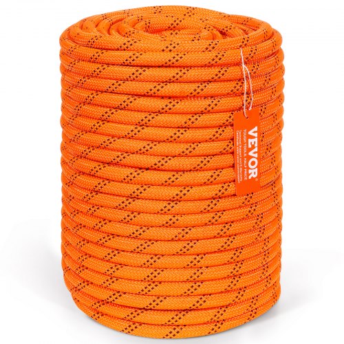 

VEVOR Double Braided Polyester Rope, 1/2 in x 220 ft, 48 Strands, 8000 LBS Breaking Strength Outdoor Climbing Rope, Arborist Rigging Rope for Rock Hiking Camping Swing Rappelling Rescue, Orange/Black