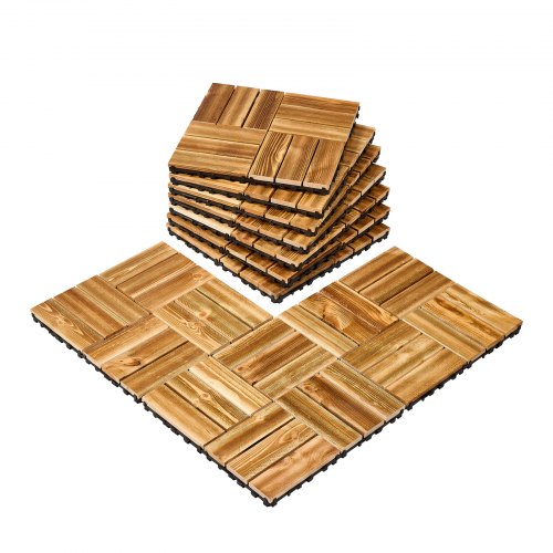 

VEVOR Interlocking Deck Tiles Solid Wood 10 Pack 12"x12" Camphor Pine for Porch