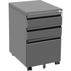 39cm Wide Metal Filling Side Pull Movable Cabinet with 5 wheels Lockable Storage for A4 Metal Filing Cabinets with Keys Mobile File Cabinets Black 3 Drawers Vertical Lockable Cabinet 