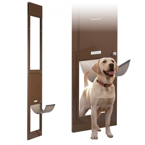 

VEVOR Dog Door for Sliding Glass Door, 1927 mm to 2040 mm Adjustable Height, Aluminum Alloy Frame with Rotating Hinges, Lock Design, 260.4 x 412.8 mm Flap, Sliding Glass Pet Door for Renters