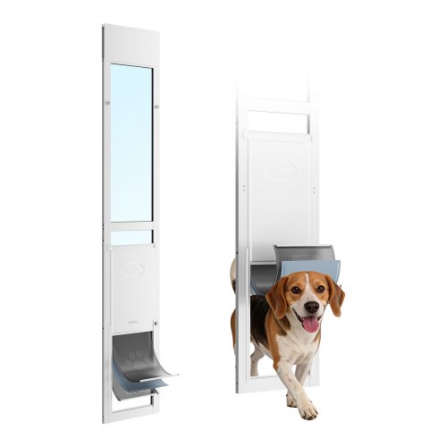 

VEVOR Dog Door for Sliding Glass Door, 75 7/8" to 80 11/16" Adjustable Height, Aluminum Alloy Frame with Flap and Rotating Hinge, Lock Design, for Large-Sized Dogs, Sliding Glass Pet Doors for Renters