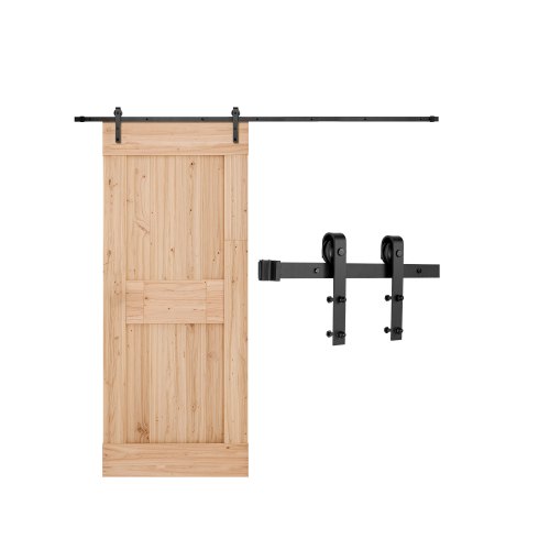 

VEVOR 10FT Sliding Barn Door Hardware Kit, 330 LBS Weight Capacity, Compatible with 60 Inches Max Width & 1-3/8 to 1-3/4 Inches Thickness Single Sliding Barn Door, Durable Track & J-shape Roller,Black