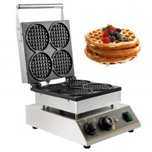 4pcs Round Waffle Maker Machine Commercial Electric Nonstick Stainless Steel Baker