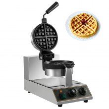 Vevor Commercial Round Waffle Maker Belgian Nonstick Rotated 1100w Steel