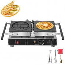 VEVOR Commercial Waffle Maker Electric Round Nonstick Home Pancake Baker 1600W