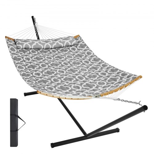 

VEVOR Two Person Hammock with Stand Included, Double Hammock with Curved Spreader Bar and Detachable Pillow and Portable Carrying Bag, Perfect for Outdoor Freestanding Hammock, 480lb Capacity