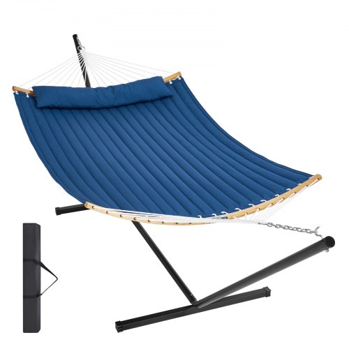 

VEVOR Two Person Hammock with Stand Included, Double Hammock with Curved Spreader Bar and Detachable Pillow and Portable Carrying Bag, Perfect for Outdoor Freestanding Hammock, 480lb Capacity