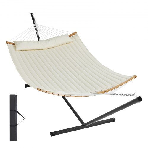 

VEVOR Two Person Hammock with Stand Included, Double Hammock with Curved Spreader Bar and Detachable Pillow and Portable Carrying Bag, Perfect for Outdoor Freestanding Hammock, 480lb Capacity