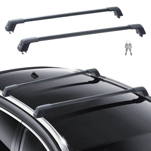 

VEVOR Universal Roof Rack Cross Bars, Aluminum Roof Rack Crossbars, Fit Grooved Side Rail without Gap, 90KG Load Capacity, Adjustable Crossbars with Locks for SUV, Sedan, Van
