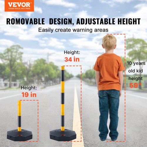 VEVOR 4-Pack Adjustable Traffic Delineator Post Cones with 8-Foot Plastic Chain detail photo 5