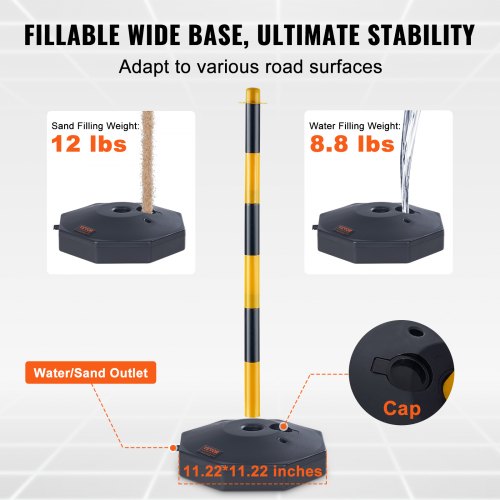 VEVOR 4-Pack Adjustable Traffic Delineator Post Cones with 8-Foot Plastic Chain detail photo 6