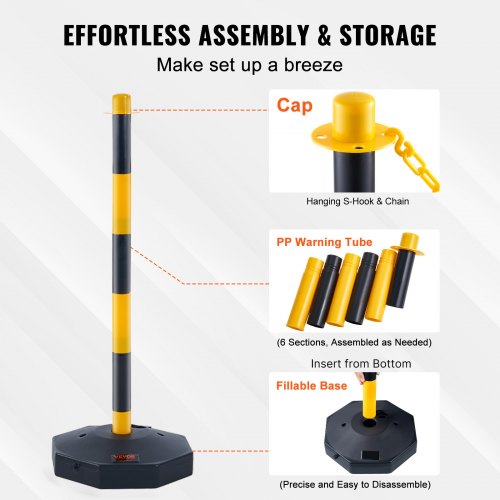 VEVOR 4-Pack Adjustable Traffic Delineator Post Cones with 8-Foot Plastic Chain detail photo 8