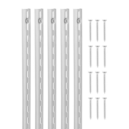 

VEVOR Shelf Pilaster, 39-inch 10 Pack, Upright Wall Shelving System, Heavy Duty Support System Single Slot Shelf Rails, 40 Screws Included, Suitable for Cabinet Closet Organization Storage, Silver