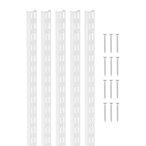 VEVOR Shelf Pilaster, 60-inch 5 Pack, Dual Track Upright Wall Shelving System, Heavy Duty Support System Twin Slot Shelf Rails, 25 Screws, Suitable fo