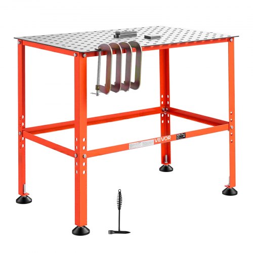 VEVOR Welding Table, 36" x 24" Welding Workbench with 800LBS Weight Capacity, Heavy-Duty Steel Work Table Platform with 0.63" Fixture Holes for Welding, Metal Fabrication, Assembly, Repair Tasks