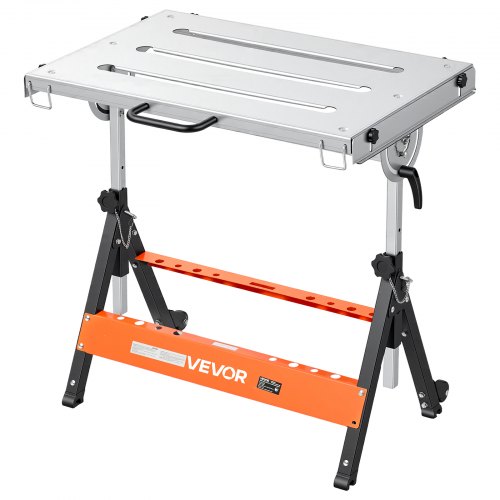 VEVOR Foldable Welding Table 30" x 20" Welding Workbench 400LBS Capacity, 5-Level Height Adjustable Work Table with 3 Tilt Angles & 3 Tool Slots, Heavy-Duty Steel Platform for Welding Assembly Repair