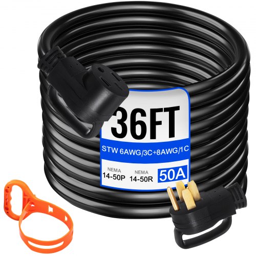 

VEVOR 36 FT 50 Amp RV Extension Cord NEMA 14-50P to 14-50R, 26.5mm Wire Diameter Heavy Duty RV Power Cord for Trailer Motorhome Camper with Handles