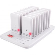 VEVOR Restaurant Pager System 16 Coasters Max 98 Nursery Pager Wireless Paging Queuing Calling System 350-500m with Vibration, Flashing and Buzzer for Social Distance Food Truck Hotels Cafes