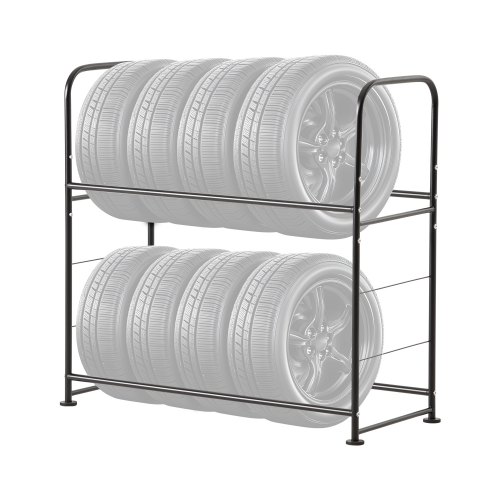 

Tire Storage Rack 2-Shelf Tire Holder Stand Holds up to 8 Standard Tires