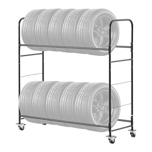 

Rolling Tire Storage Rack 2-Shelf Tire Holder Hold up to 12 Standard Tires