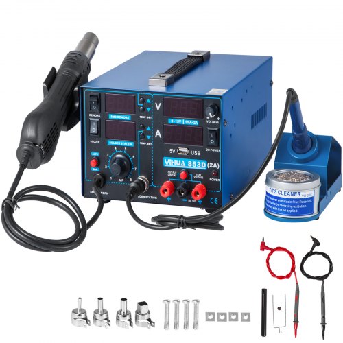 853d-usb 4-in-1 Rework Station Hot Air Soldering Iron Dc Power Supply 800w