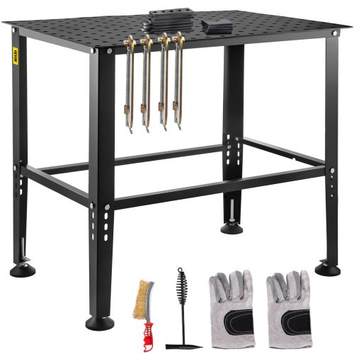 

VEVOR Welding Table, 36\" x 24\" Adjustable Workbench, 0.12\" Thick Industrial Workbench, 600lb Load Capacity Metal Workbench, Heavy Duty Carbon Steel Welding Table, Gray Steel Work Table w/ Accessori