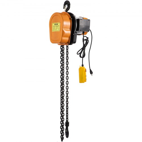 VEVOR Electric Chain Hoist, 1100lbs Winch With 10FT Wired Remote Control, 110V Overhead Crane Garage Ceiling Pulley, 1300W Lifting Power System W/Emer