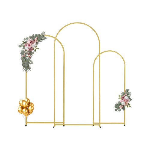 

VEVOR Metal Arch Backdrop Stand Set of 3 Stand with Case Connection for Wedding