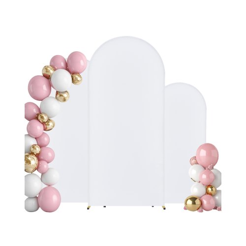 VEVOR Wedding Arch Backdrop Stand, Set of 3, Metal Stable Stand with Case Connection & Chassis Crossbar Design, Easy-to-Assemble Gold Stand with Premium Gauze, Fit for Birthday, Celebration, Holiday