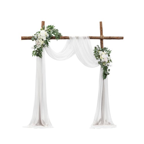 

Artificial Wedding Arch Flowers Kit White With 2 Pcs Flowers 1 Pcs Drapes