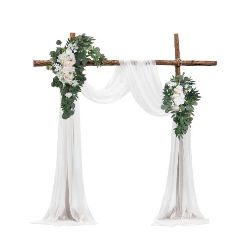 

Artificial Wedding Arch Flowers Kit White With 2 Pcs Flowers 2 Pcs Drapes