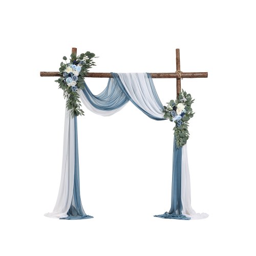 

VEVOR Artificial Wedding Arch Flowers Kit Blue With 2 Pcs Flowers 2 Pcs Drapes