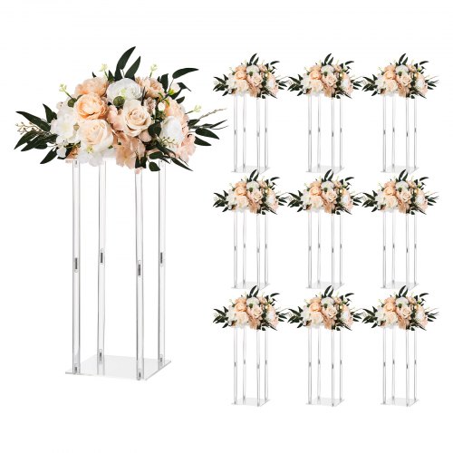 

VEVOR Wedding Flower Stand, 10PCS 19.69-inch Column Flower Stand, Floral Stands with Acrylic Laminate, Cylindrical Cubic Floral Display Rack for Wedding, Party, Birthday, Home, Centerpiece Stands