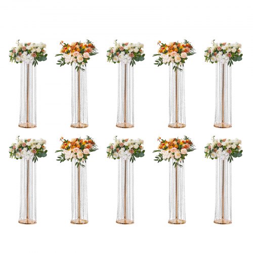 

VEVOR 10PCS 35.43inchTall Crystal Wedding Flowers Stand, Luxurious Centerpieces Flower Vases Crystal Gold Vase Metal, Perfect for T-stage Wedding Party Ceremony Dinner Event Hotel Home Decor