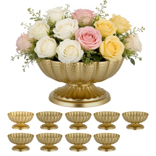 

VEVOR 10 PCS Wedding Flower Vase, 4.7 in Mini Flower Table Centerpieces, Small Floral Bowl Decorative Easy Installation, Versatile Arrangement Stand for Party Events Home Decor Reception, Gold