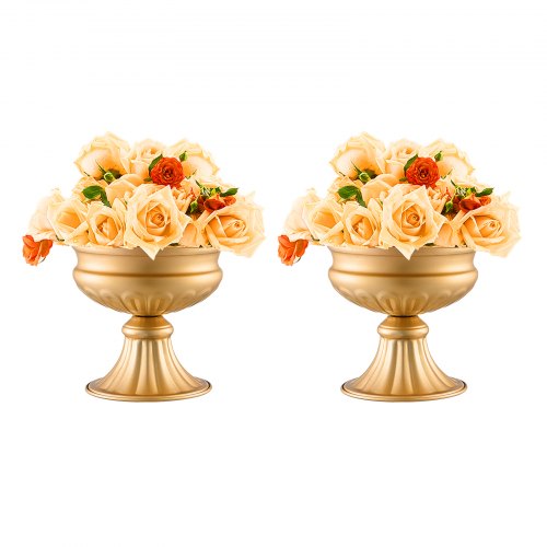 

VEVOR 10PCS 16cm/6.3” Wedding Flower Vase Metal Gold Floral Stand for Table