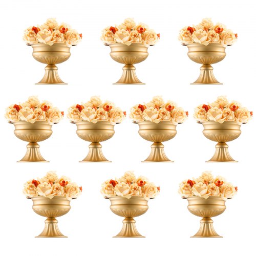 

VEVOR 10PCS 16cm/6.3” Wedding Flower Vase Metal Gold Floral Stand for Table