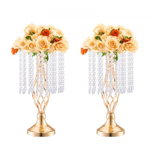 

VEVOR 20PCS 43cm/16.9” Tall Crystal Wedding Flower Stand Vase for Party Decor