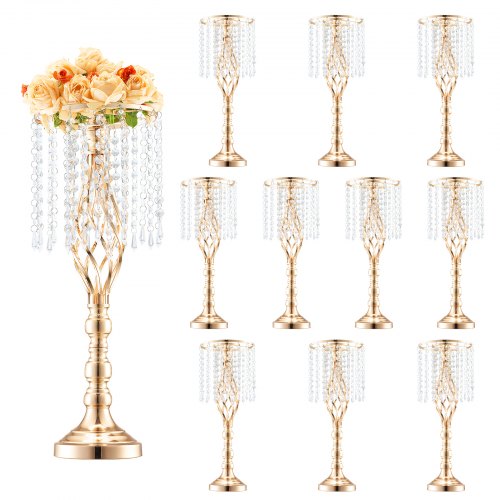 

VEVOR 10PCS 55cm/21.65” Tall Crystal Wedding Flower Stand Vase for Party Decor