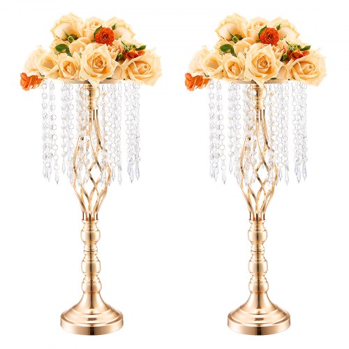 

VEVOR 2PCS 55cm/21.65” Tall Crystal Wedding Flower Stand Vase for Party Decor