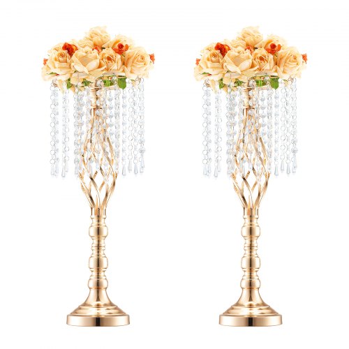 

VEVOR 2PCS 55cm/21.65” Tall Crystal Wedding Flower Stand Vase for Party Decor