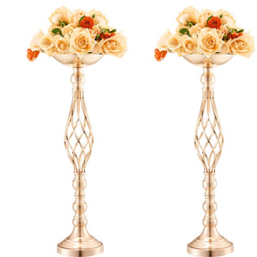 

VEVOR 20PCS 58cm/22.83” Wedding Flower Vase Metal Gold Floral Stand for Table