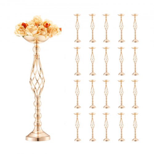 

VEVOR 20PCS 58cm/22.83” Wedding Flower Vase Metal Gold Floral Stand for Table