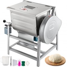 VEVOR 110V Commercial Dough Mixer 25kg, Kneading Capacity 50 QT, Flour Mixer 2200W, with Visible Lid, Heavy-Duty Pizza Dough Mixer 304 Stainless Steel