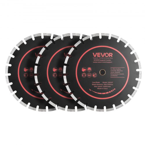 

VEVOR Diamond Blades 14 inch, 3-Pack Concrete Saw Blade Set, 1 in Arbor, High-Hardness Diamond Segments, 65Mn Steel Core, Dry Wet Cutting, Clean Edges for Concrete, Masonry, Brick, Stone, Granite