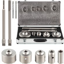 VEVOR Concrete Hole Saw Kit, 1-2/11', 1-3/5', 2-9/16', 3-5/32', 3-15/16' Drill Bit Set SDS Plus & SDS MAX Shank Wall Hole Cutter a 4-1/3' Connecting Rod for Concrete, Cement, Stone Wall, Masonry