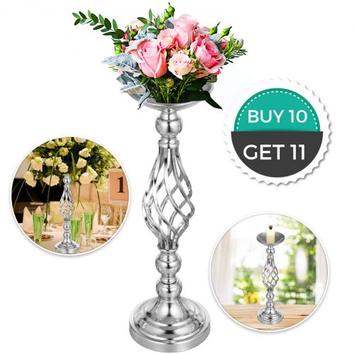 Candle Holder Vase for Wedding Metal Flower Rack 11pcs Silver Centerpiece Vase 