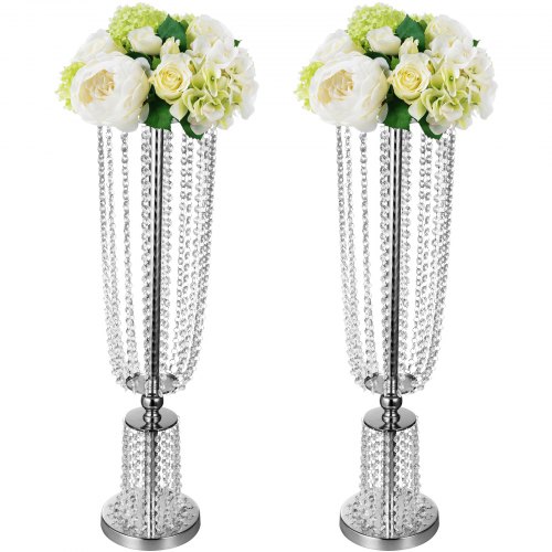 Wedding Vases Stand Centerpiece Crystal Silver 23.6" Event Column Home Decor