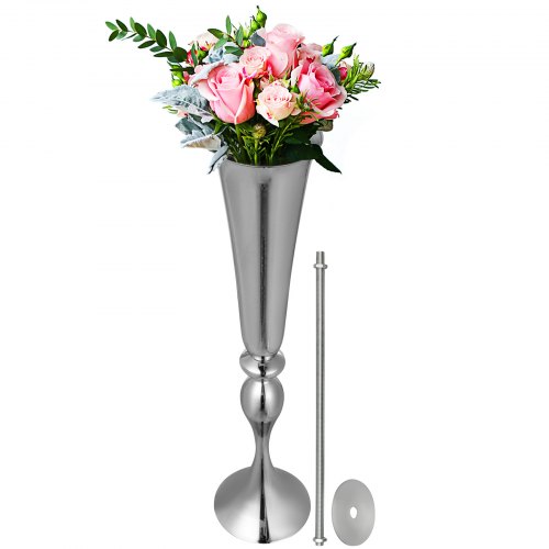 Trumpet Vase Flower Vases Centerpiece Silver 29.5" For Party Celebration Events