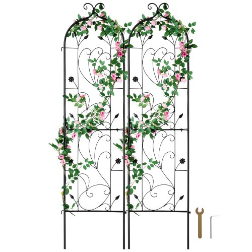 VEVOR Garden Trellis for Climbing Plants, 60 x 15 in, 2 Packs Rustproof Metal Garden Flower Trellis, Outdoor Climbing Rose Trellis Cucumbers Support,